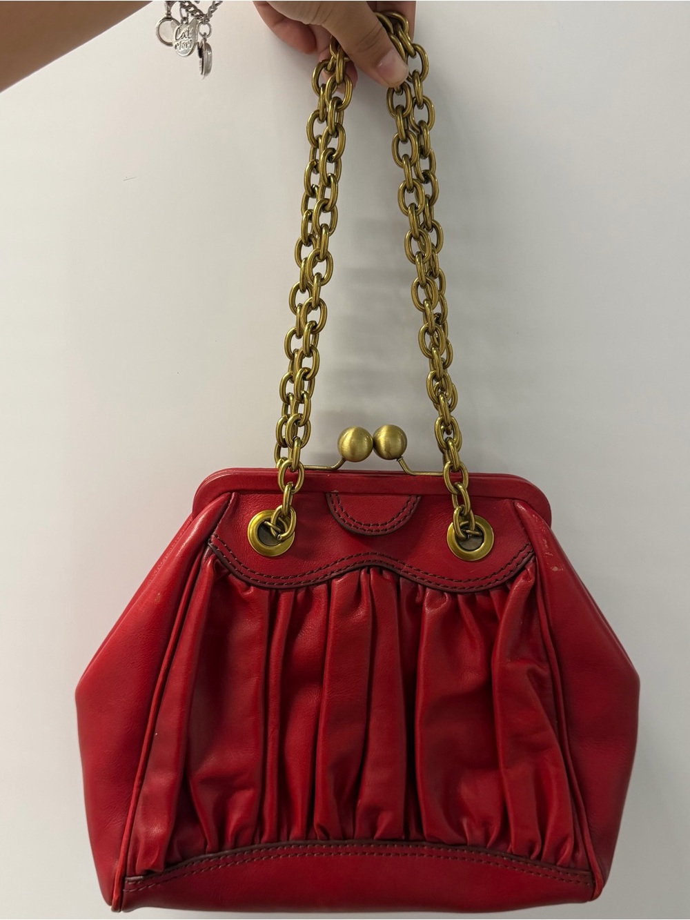Fossil red kiss lock purse